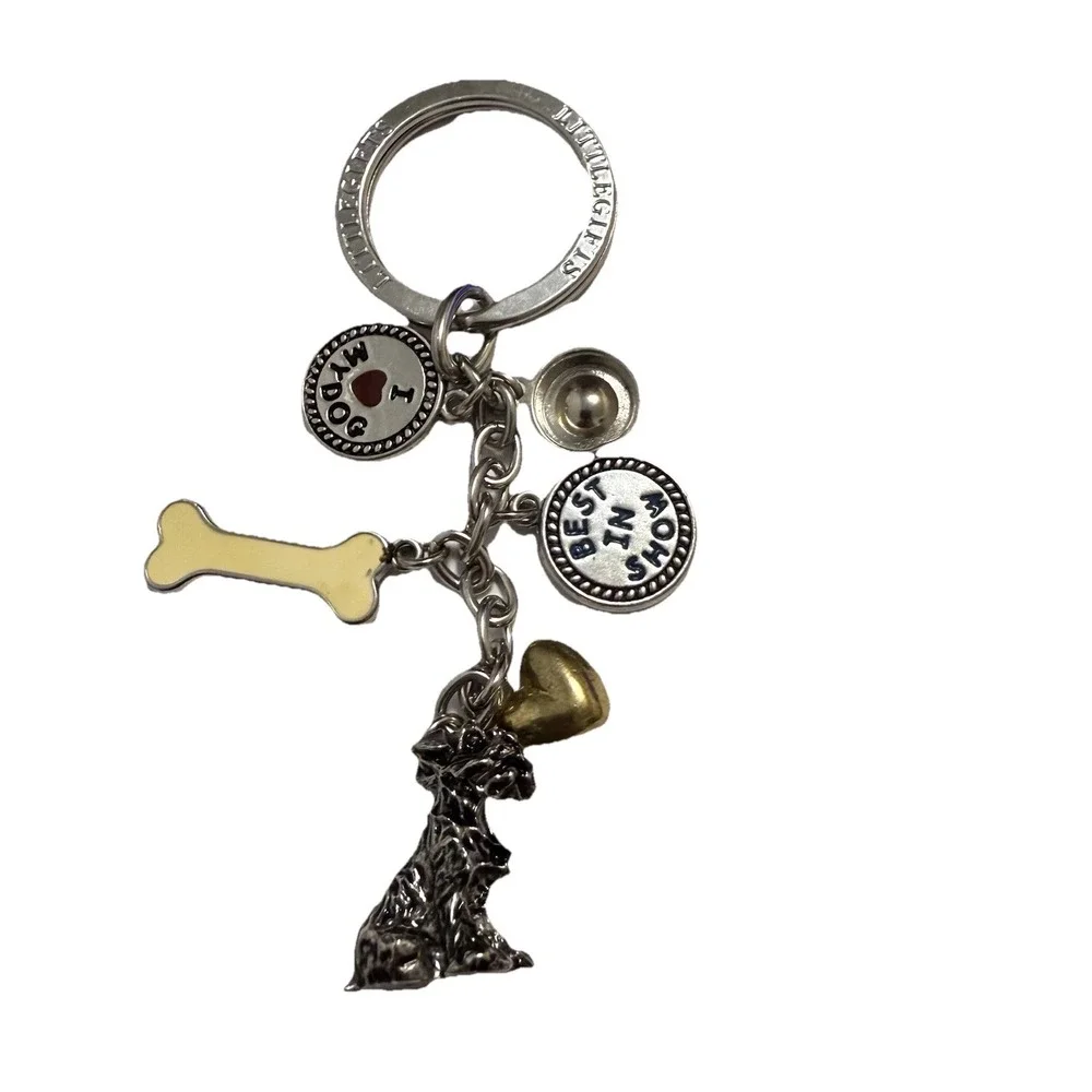 Scottish Terrier Dog Keychain Best In Show Silver Purse Bag Charm Heart Bone